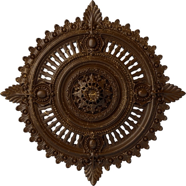 Ekena Millwork Haylynn Ceiling Medallion (Canopies up to 1 1/4"), 29 1/8"OD x 1 1/4"ID x 4"P, Root Beer Crackle CM29HYRBC - main